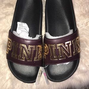 VICTORIA SECRET/ PINK SLIDES(BURGUNDY)